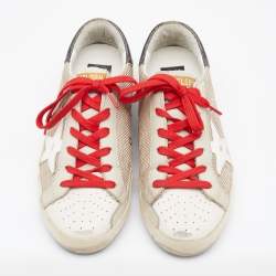 Pre Owned Golden Goose Light Beige/Black Nylon and Leather Sneakers Size 39