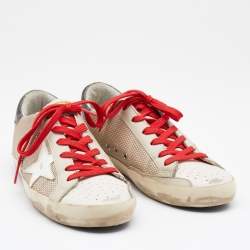 Pre Owned Golden Goose Light Beige/Black Nylon and Leather Sneakers Size 39