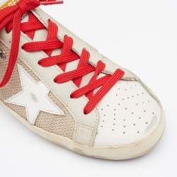 Pre Owned Golden Goose Light Beige/Black Nylon and Leather Sneakers Size 39