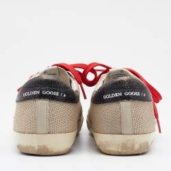 Pre Owned Golden Goose Light Beige/Black Nylon and Leather Sneakers Size 39