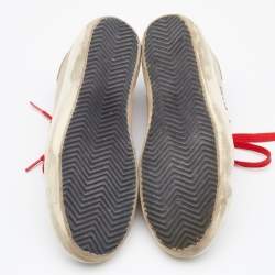 Pre Owned Golden Goose Light Beige/Black Nylon and Leather Sneakers Size 39