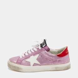 Pre Owned Golden Goose Tricolor Leather and Glitter SuperStar Sneakers Size 37