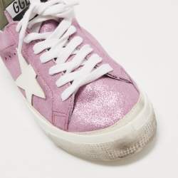 Pre Owned Golden Goose Tricolor Leather and Glitter SuperStar Sneakers Size 37