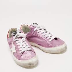 Pre Owned Golden Goose Tricolor Leather and Glitter SuperStar Sneakers Size 37
