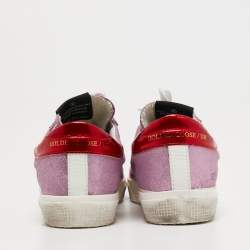 Pre Owned Golden Goose Tricolor Leather and Glitter SuperStar Sneakers Size 37