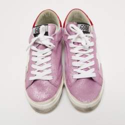 Pre Owned Golden Goose Tricolor Leather and Glitter SuperStar Sneakers Size 37