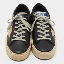 Pre Owned Golden Goose Black/Gold Leather Hi Star Sneakers Size 36