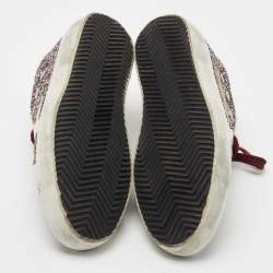 Pre Owned Golden Goose Multicolor Glitter and Leather Super Star Sneakers Size 36