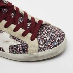 Pre Owned Golden Goose Multicolor Glitter and Leather Super Star Sneakers Size 36