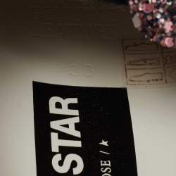 Pre Owned Golden Goose Multicolor Glitter and Leather Super Star Sneakers Size 36