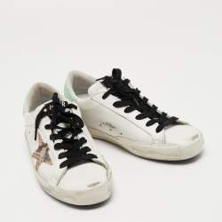 Pre Owned Golden Goose White Leather Super Star Sneakers Size 36