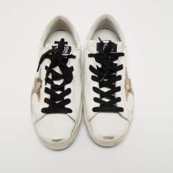 Pre Owned Golden Goose White Leather Super Star Sneakers Size 36