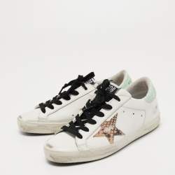 Pre Owned Golden Goose White Leather Super Star Sneakers Size 36