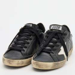 Pre Owned Golden Goose Black/White Leather Star Hi Star Sneaker Size EU 36
