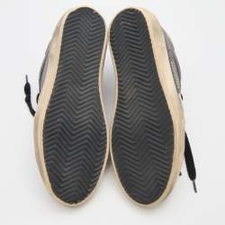 Pre Owned Golden Goose Black/White Leather Star Hi Star Sneaker Size EU 36