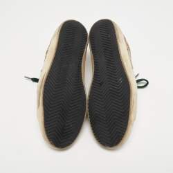 Pre Owned Golden Goose White Leather And Sequin Low Top Sneakers Size 39