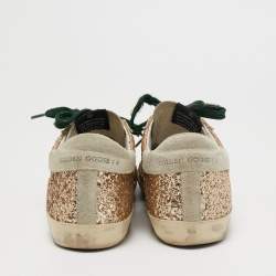 Pre Owned Golden Goose White Leather And Sequin Low Top Sneakers Size 39