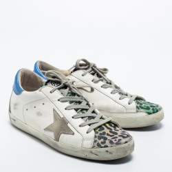 Golden Goose Multicolor Leather and Suede  Super Star Low Top Sneakers Size 39