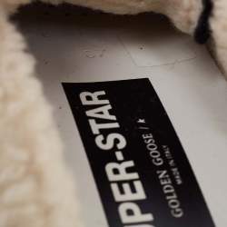 Pre Owned Golden Goose Black Leather and Shearling Super Star Sneakers Size 37
