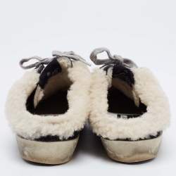 Pre Owned Golden Goose Black Leather and Shearling Super Star Sneakers Size 37