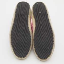 Pre Owned Golden Goose White/Pink Leather and Glitter Super Star Applique Sneakers Size 38