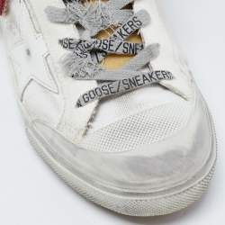 Golden Goose White Canvas Velcro Appliques Super Star Sneakers Size 39