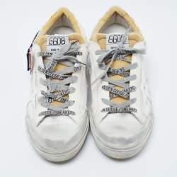 Golden Goose White Canvas Velcro Appliques Super Star Sneakers Size 39