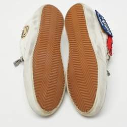 Golden Goose White Canvas Velcro Appliques Super Star Sneakers Size 39