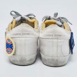 Golden Goose White Canvas Velcro Appliques Super Star Sneakers Size 39