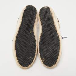 Pre Owned Golden Goose Gold Ostrich Embossed Leather Super Star Sneakers Size 36