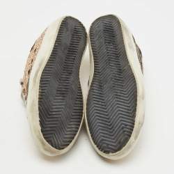 Pre Owned Golden Goose Metallic Gold Glitter and Leather Superstar Sneakers Size 40