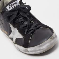 Pre Owned Golden Goose Black Suede and Leather Super Star Low Top Sneakers Size 37