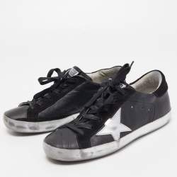 Pre Owned Golden Goose Black Suede and Leather Super Star Low Top Sneakers Size 37