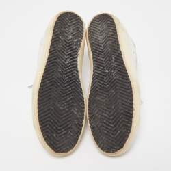 Pre Owned Golden Goose White/Grey Leather Perforated Superstar Sneakers Size 37