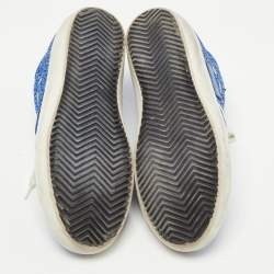 Pre Owned Golden Goose Blue Glitter and Leather Superstar Low Top Sneakers Size 36