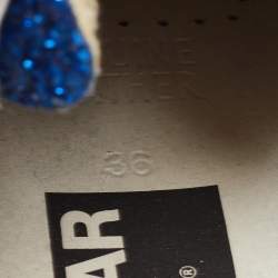 Pre Owned Golden Goose Blue Glitter and Leather Superstar Low Top Sneakers Size 36