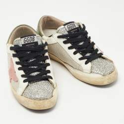 Golden Goose Multicolor Glitter and Leather Superstar Low Top  Sneakers Size 36