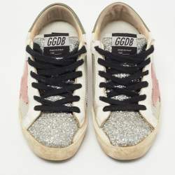 Golden Goose Multicolor Glitter and Leather Superstar Low Top  Sneakers Size 36