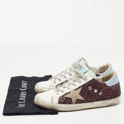 Golden Goose Tricolor Leather and Glitter SuperStar Sneakers Size 40