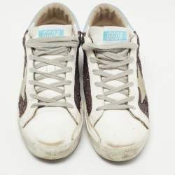 Golden Goose Tricolor Leather and Glitter SuperStar Sneakers Size 40