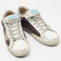 Golden Goose Tricolor Leather and Glitter SuperStar Sneakers Size 40