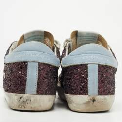 Golden Goose Tricolor Leather and Glitter SuperStar Sneakers Size 40