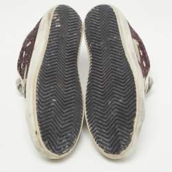 Golden Goose Tricolor Leather and Glitter SuperStar Sneakers Size 40