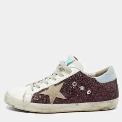 Golden Goose Tricolor Leather and Glitter SuperStar Sneakers Size 40