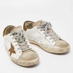 Pre Owned Golden Goose White Leather Superstar Sneakers Size 38