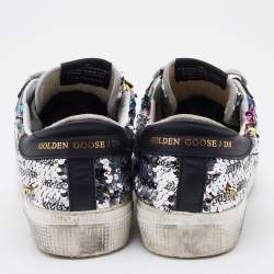 Pre Owned Golden Goose Muliticolor Sequins and Leather May Low Top Sneakers Size 37