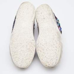 Pre Owned Golden Goose Muliticolor Sequins and Leather May Low Top Sneakers Size 37