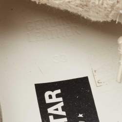 Pre Owned Golden Goose White Leather and Glitter Detail Super Star Low Top Sneakers Size 39