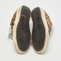 Pre Owned Golden Goose Black/Beige Calf Hair and Leather Superstar Sneakers Size 36