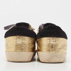 Pre Owned Golden Goose Gold Ostrich Embossed Leather Super Star Sneakers Size 35